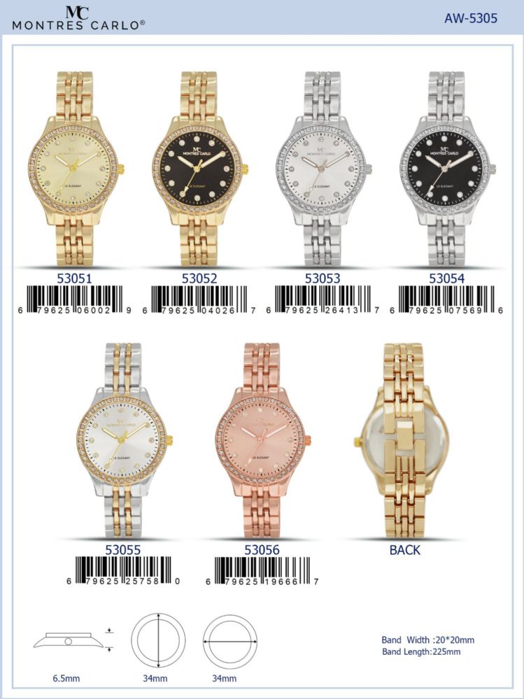 12 Pieces of Ladies Watch - 53055 assorted colors