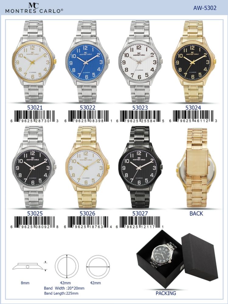 12 Pieces of Men's Watch - 53027 assorted colors