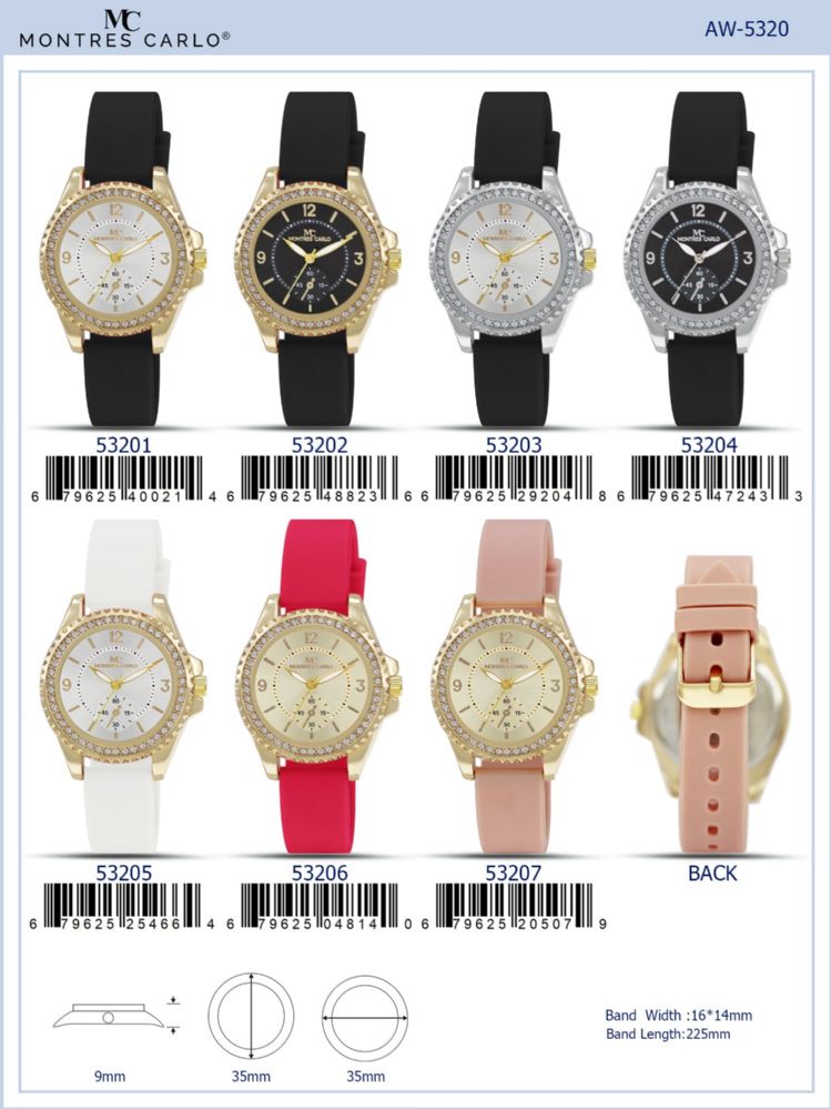 12 Pieces of Ladies Watch - 53207 assorted colors
