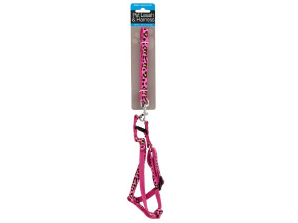 36 Pieces of Small Cheetah Print Dog Leash And Adjustable Harness