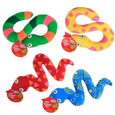 40 Pieces of Dog Toy Plush Snake 4 Assorted Designs Hang Tag In Pdq#p30008