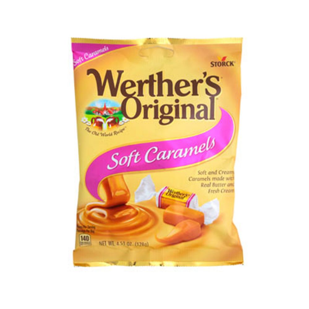 12 Pieces of Werthers Soft Caramels 4.51 Oz Peg Bag