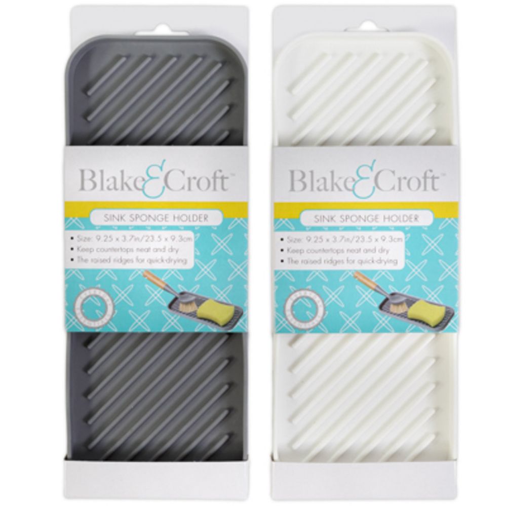 24 Pieces of Sink Sponge Holder Tpr 2ast Colors White/grey 9.25 X 3.75in Sleeve Card