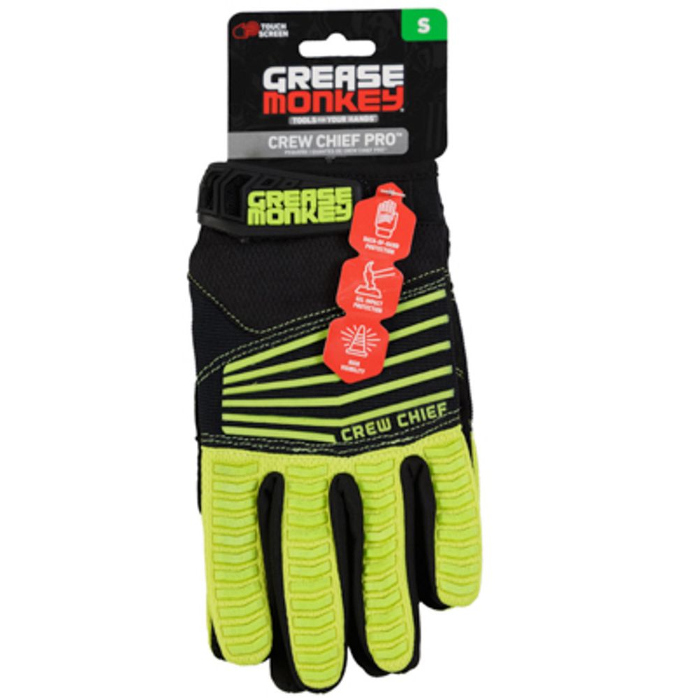 72 pieces of Gloves Crew Chief Pro Extreme Lime W/touchscreen Small Grease Monkey