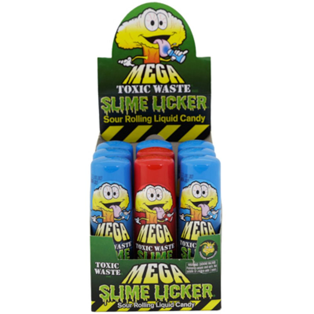 Toxic Waste Slime Licker Blue Razz and Strawberry Rolling Liquid Candy