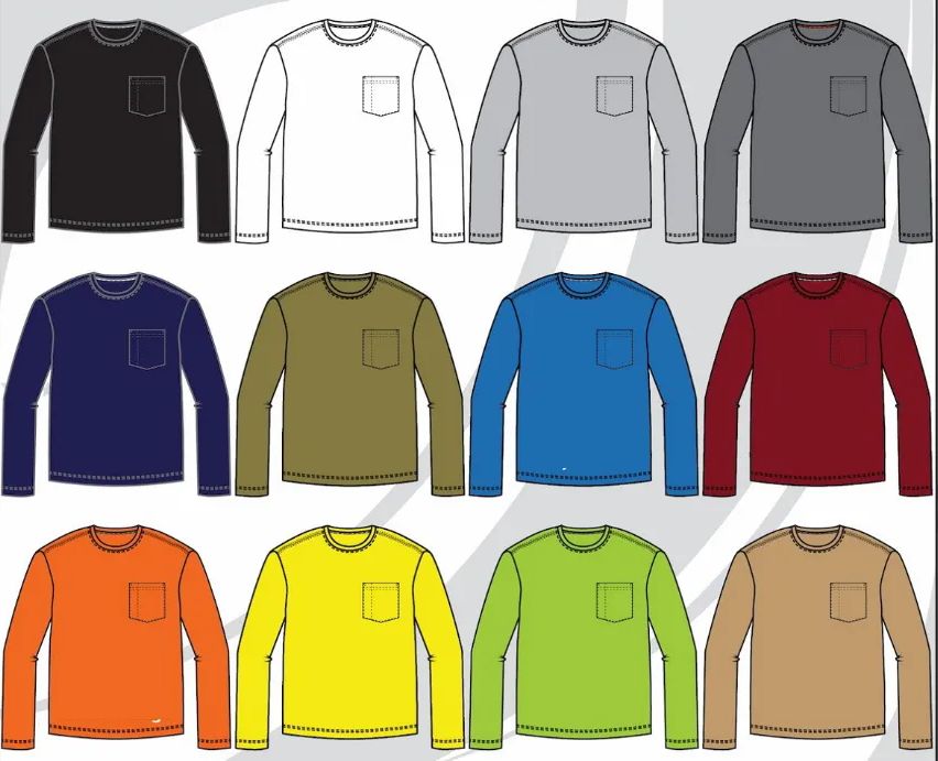 72 Pieces of Men's Crew Neck Long Sleeve Wicking Top With Pocket Size M-2xl