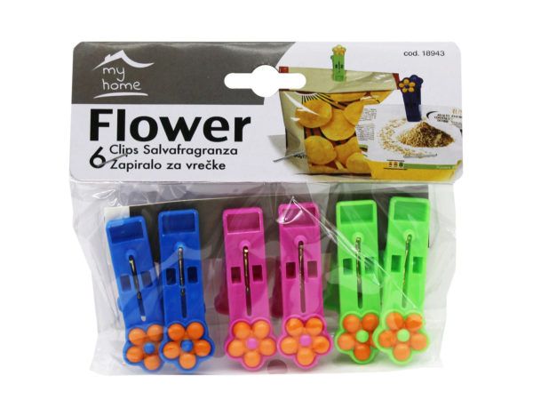 108 pieces of 6 Pack Plastic Clothespins Pegs With Flower Design