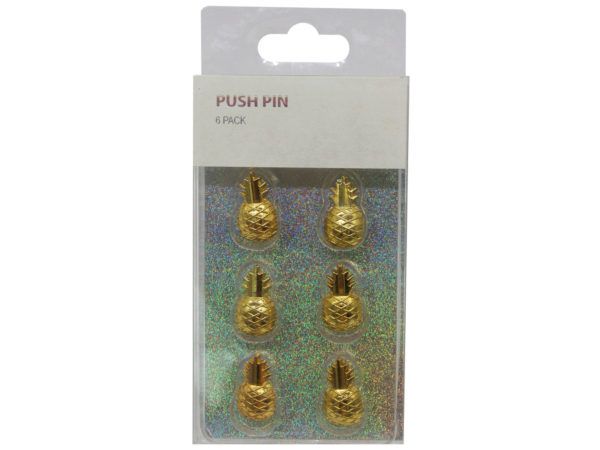 120 Wholesale 6 Pack Gold Pineapple Push Pins - at