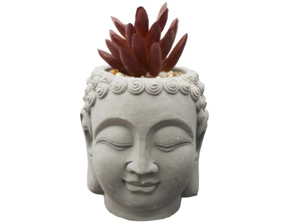 24 pieces of Buddha Head Statue Planter With Fake Plants And Rocks
