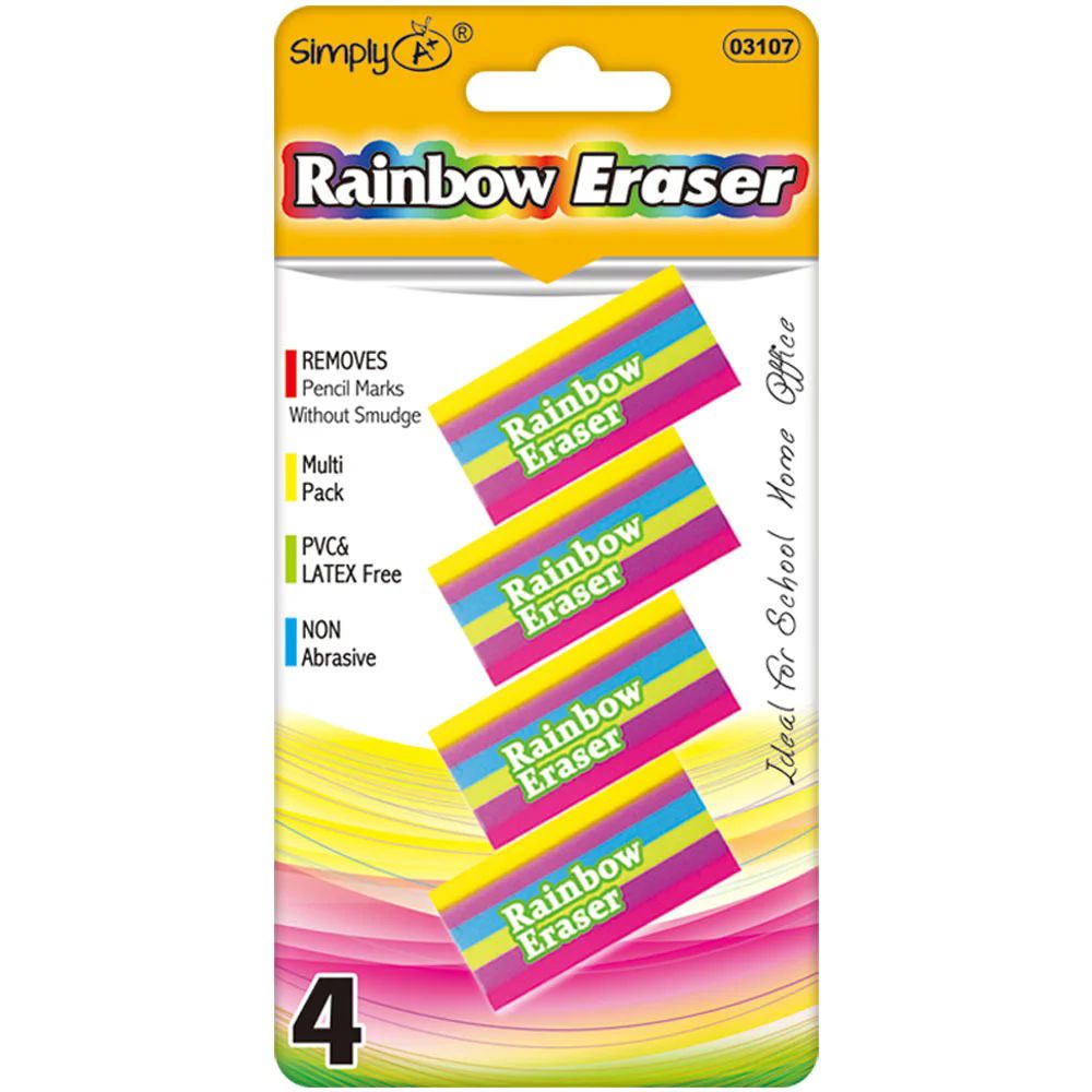 24 Pieces of Assorted Rainbow Erasers