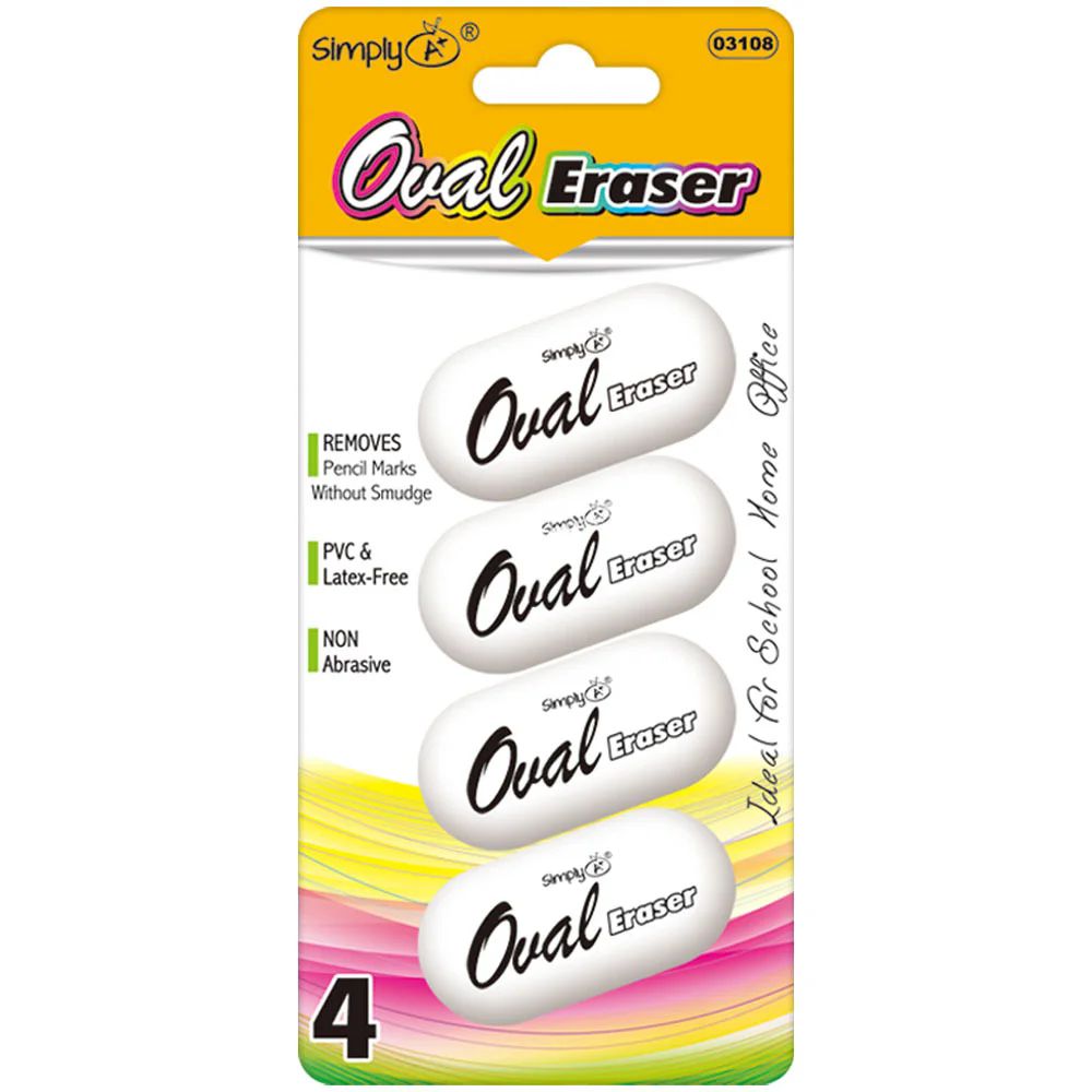 24 Pieces of White Oval Erasers