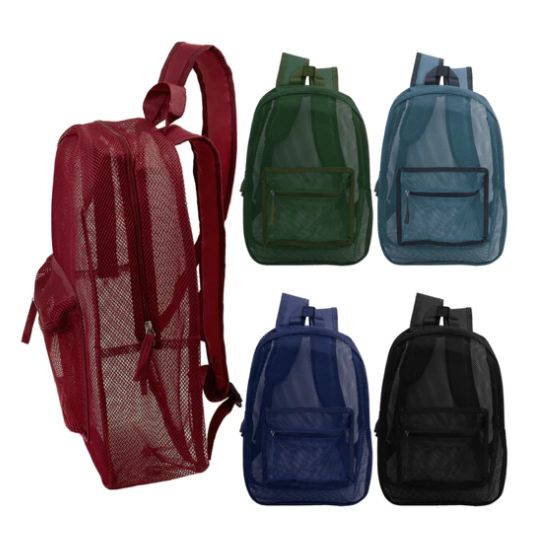 24 Pieces of Mesh Wholesale Backpacks 5 Assorted Colors