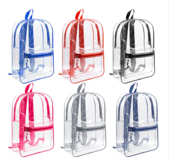 24 Pieces of 17" Transparent Wholesale Backpack In Assorted Color