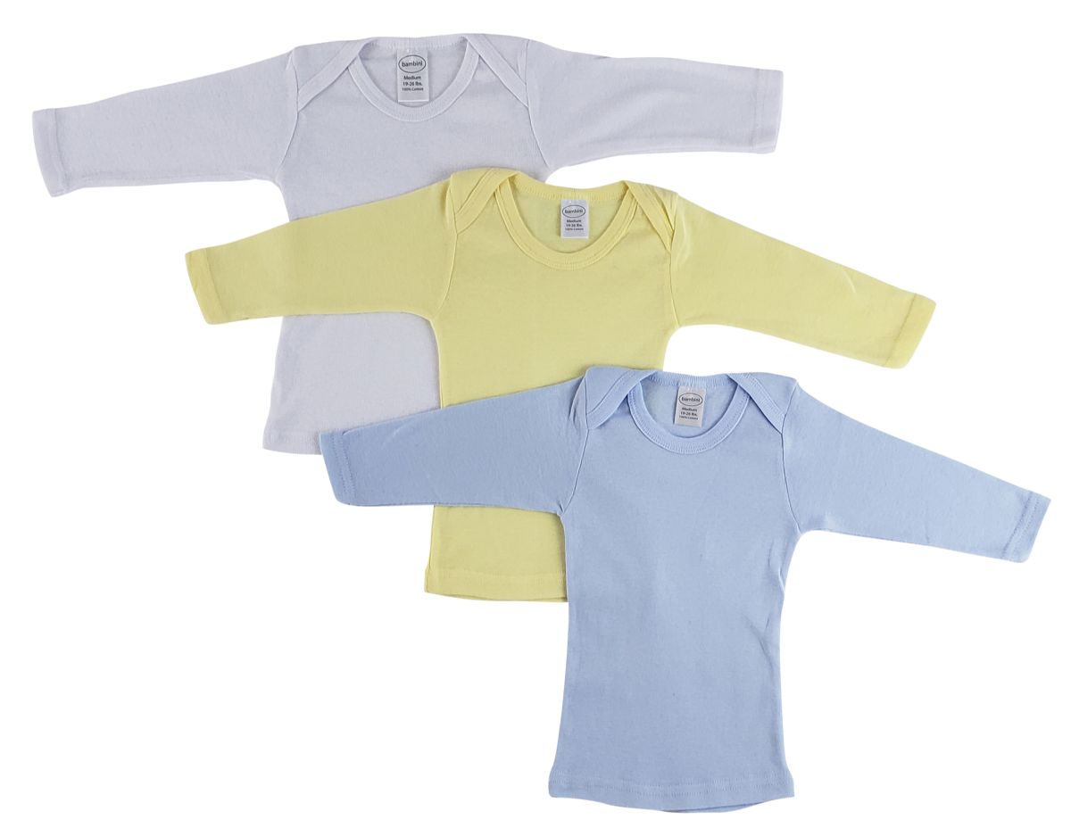 12 Packs of Boy's Rib Knit Pastel Long Sleeve T-Shirt 3-Pack Size 2t