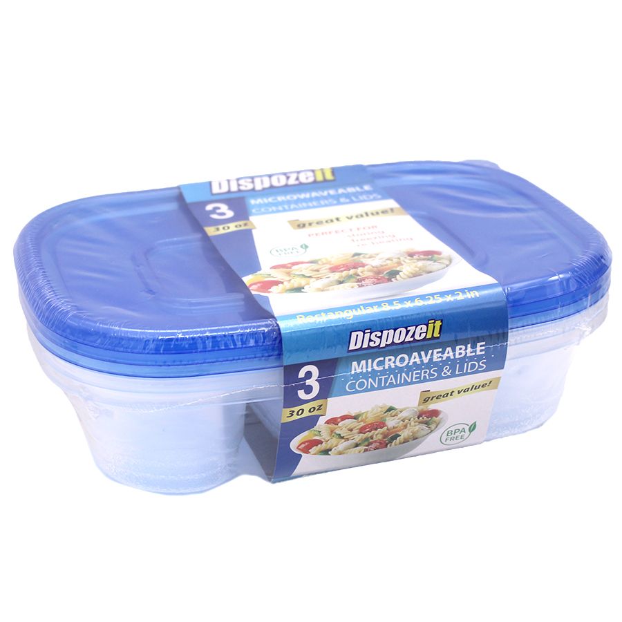 36 Pieces Dispozeit Disposable Food Container 30 Oz / 6 Ct Rectangle 2  Divided (3 Lids + 3 Conts) - Food Storage Containers - at 