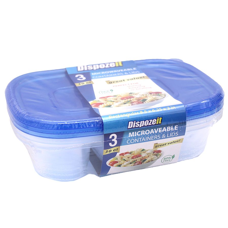 12 Wholesale Dispozeit Disposable Food Container 32 Oz / 8 Ct Rectangle (4  Lids + 4 Conts) - at 