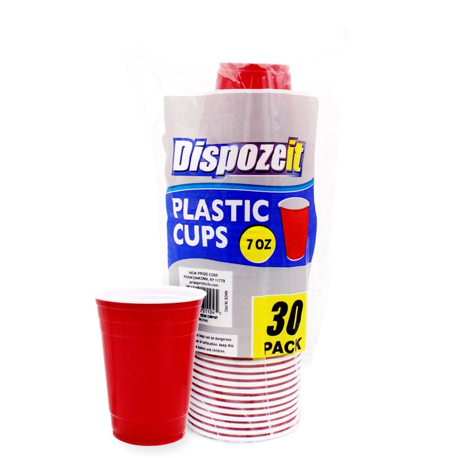 48 Pieces Dispozeit Plastic Cup 7 Oz 30 Ct 4.8 G Regula 2 Tone Red & White  - Plastic Drinkware