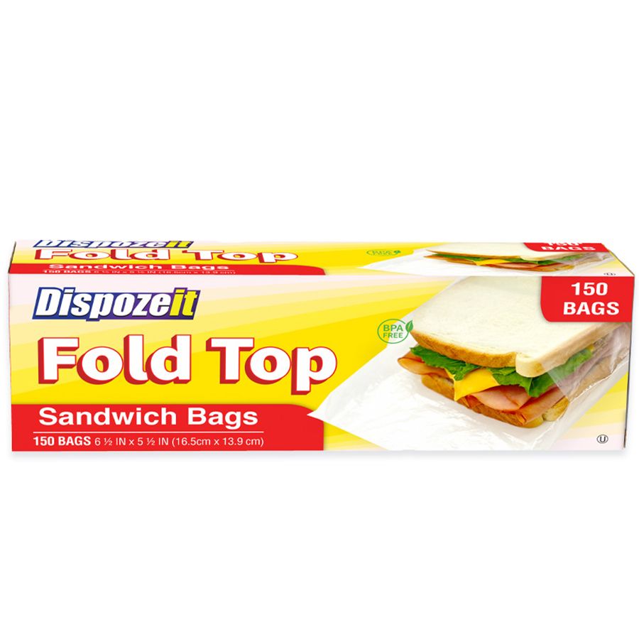 48 Wholesale Dispozeit Sandwich Bag 150 Ct Heavy Duty Fold & Lock