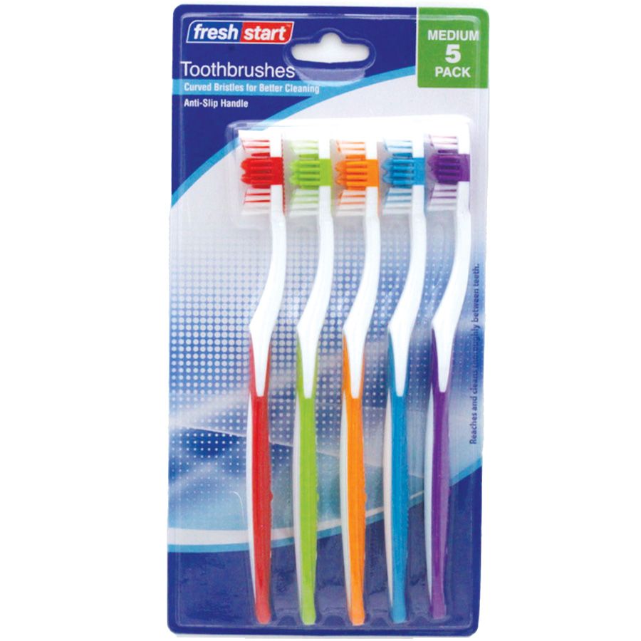 Go Fresh Toothbrush Fresh Start Toothbrush 5 Pk Medium Assorted Colors - SB