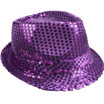 12 pieces of Sparkling Purple Sequin Trilby Fedora Hat