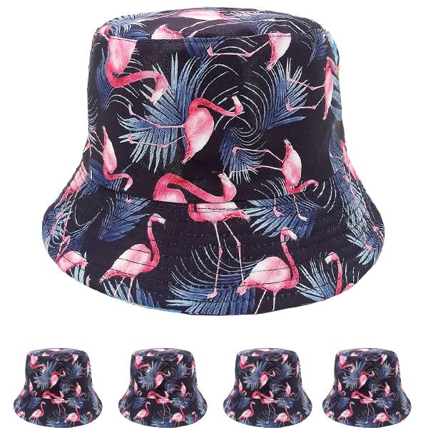 12 pieces of Flamingos Print Reversible Bucket Hat
