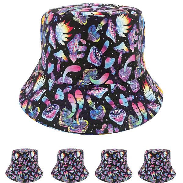 12 pieces of Space Mushrooms Pattern Bucket Hat