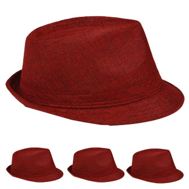 12 pieces of Beach Party Maroon Adult Trilby Fedora Hat