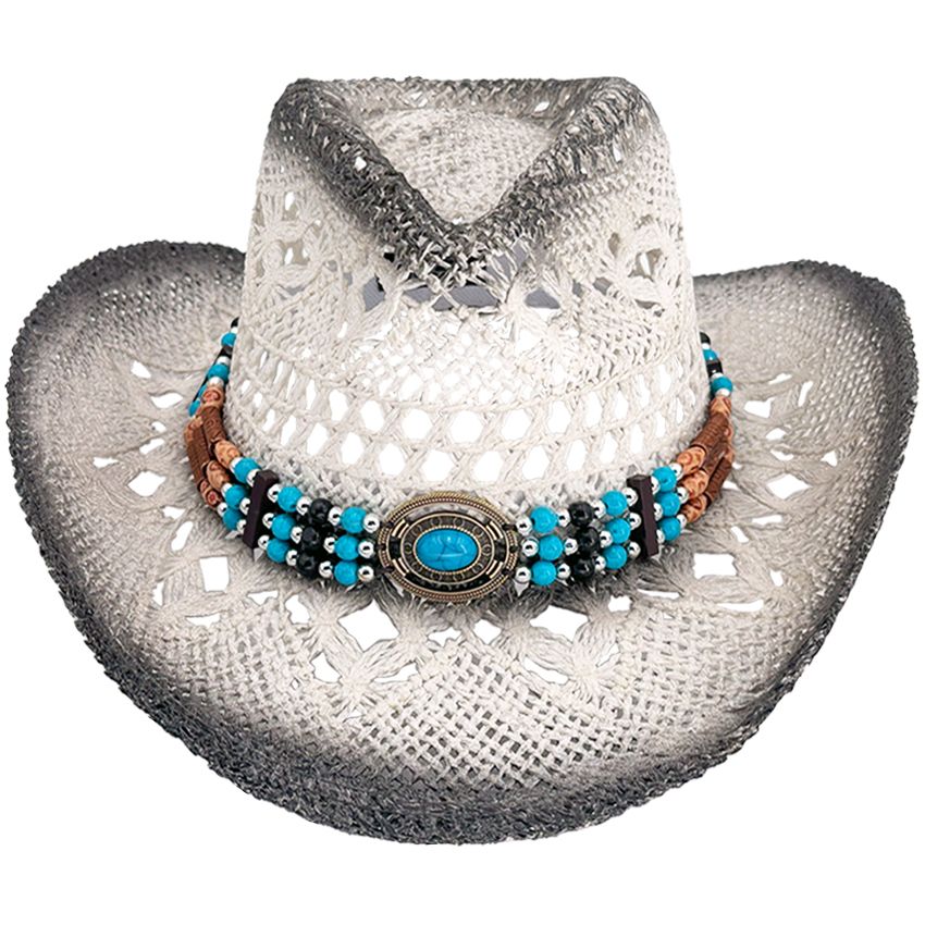 12 pieces of Black Cowboy Hat with Turquoise Beaded Band