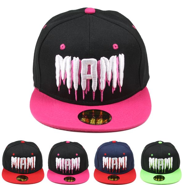 12 pieces of MIAMI Embroidered Adjustable Snapback Cap