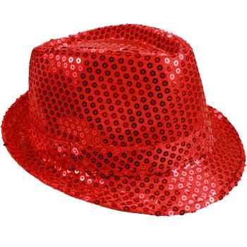 12 pieces of Sparkling Red Sequin Trilby Fedora Hat