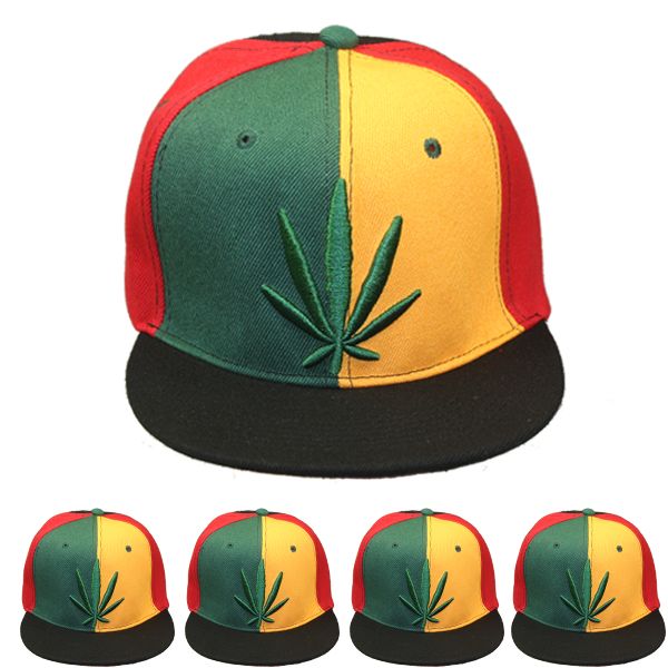 12 pieces of Marijuana Leaf Embroidered Snapback Cap
