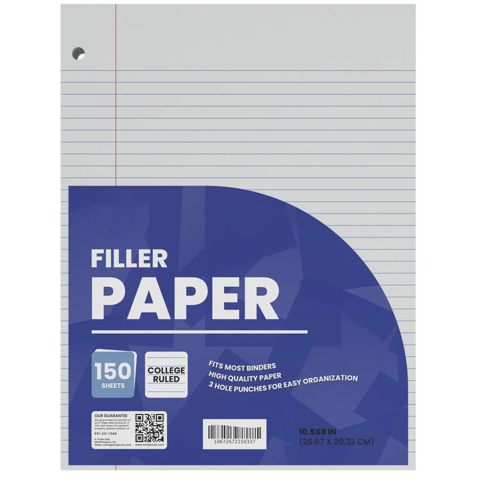 36 Pieces of CollegE-Ruled Filler Paper 150 Sheets