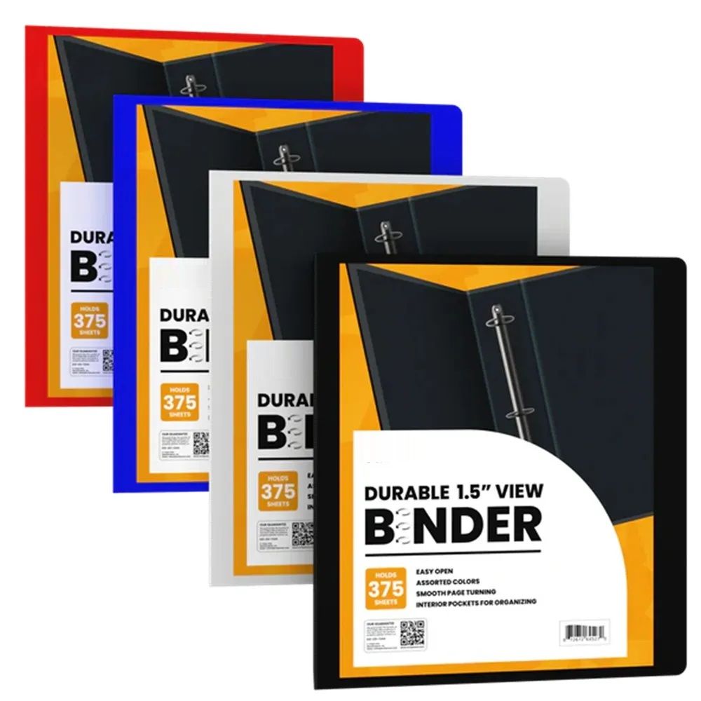 24 Pieces of Vinyl View Binder 15"- 3 Rings "O " Ring With 2 Pockets Inside Colors: Assorted