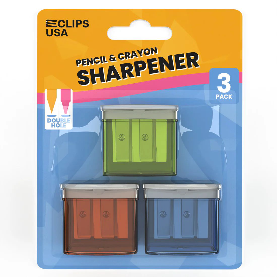 36 Pieces of Pencil & Crayon Sharpener 3 Pk. Asst. Colors