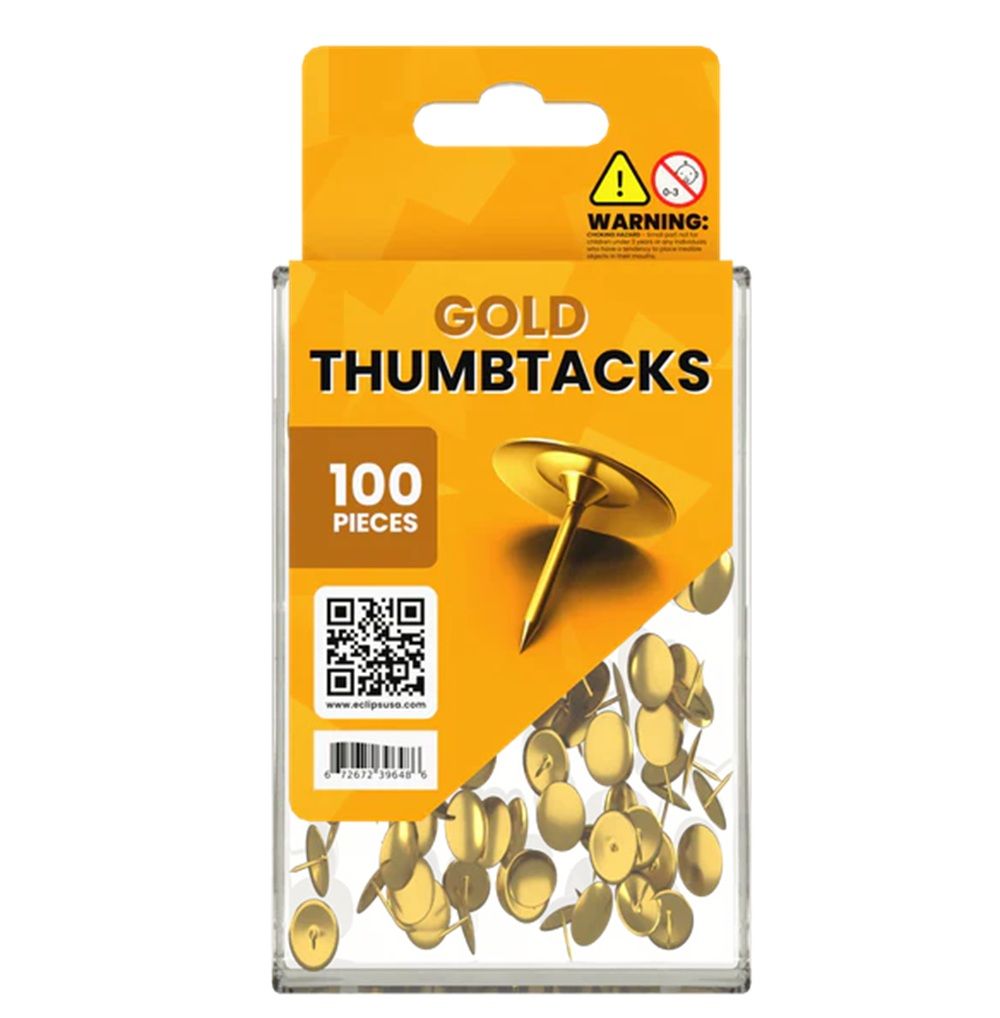 48 Pieces of Thumb tacks gold 200 ct reusable box
