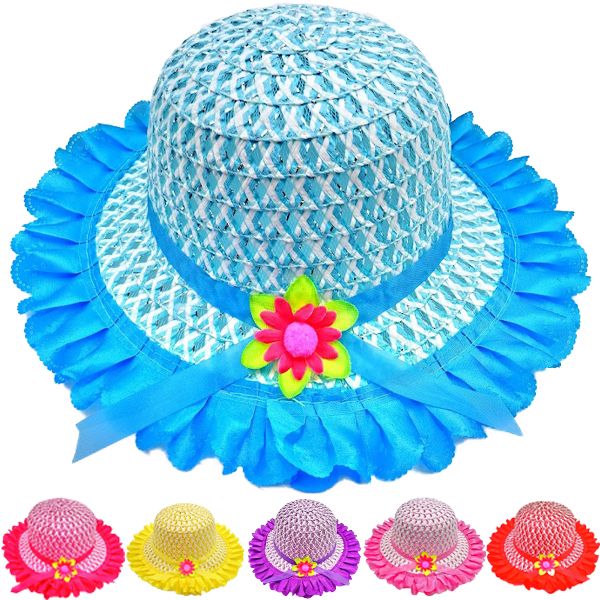 12 pieces of Baby Kid's Girl Daisy Straw Sun Summer Hat Set Assorted With Frills