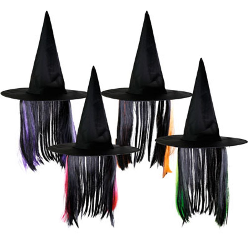 24 Pieces of Adult Witch Hat With Hair