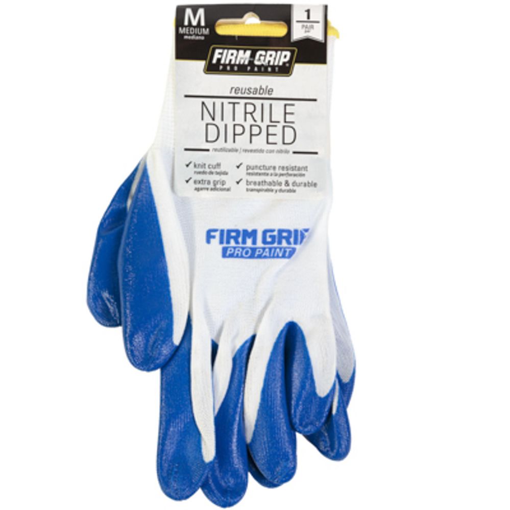 36 pieces of Gloves Nitrile Dipped Medium White/blue Firm Grip