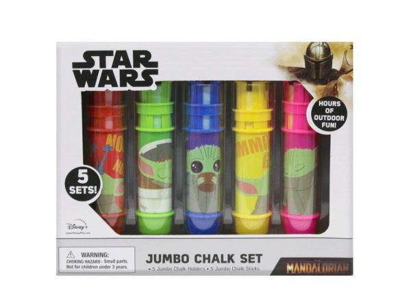 12 pieces of Star Wars Mandalorian Baby Yoda 5 Piece Jumbo Chalk Sticks With Holders
