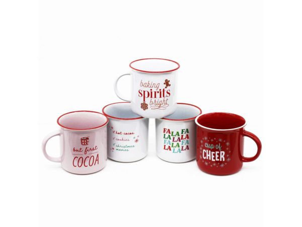 36 pieces of Assorted Style Ceramic Holiday Mugs With Christmas Sayings