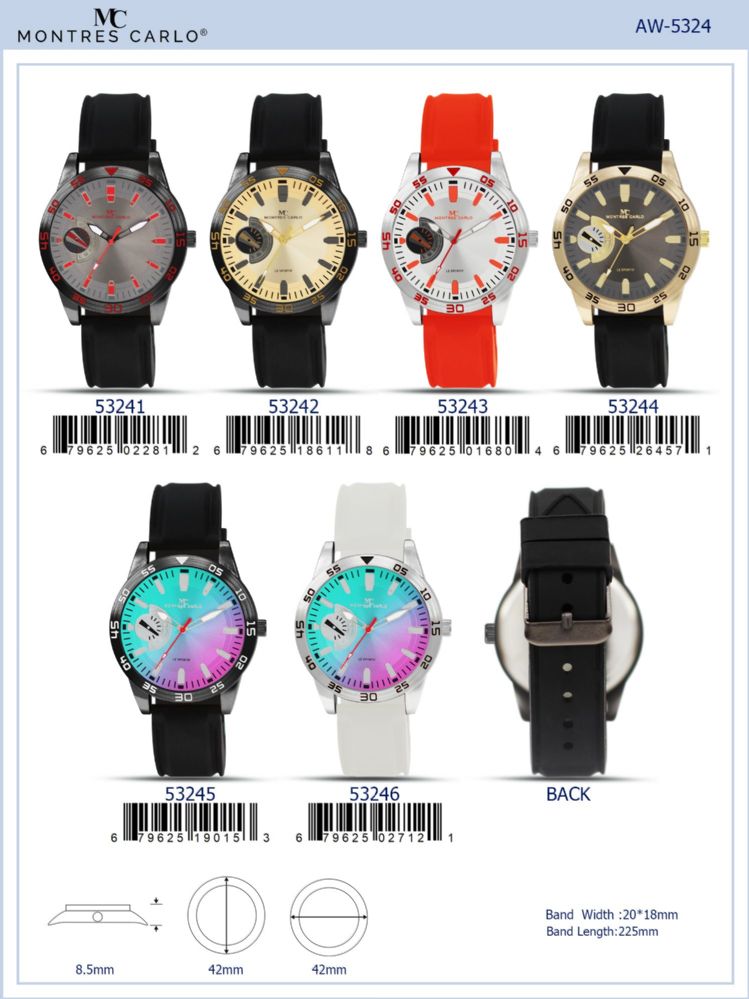 12 Pieces of Men's Watch - 53241 assorted colors