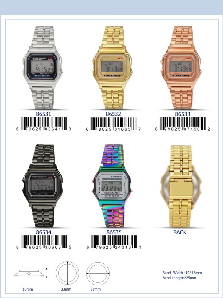 12 Pieces of Digital Watch - 86531 assorted colors