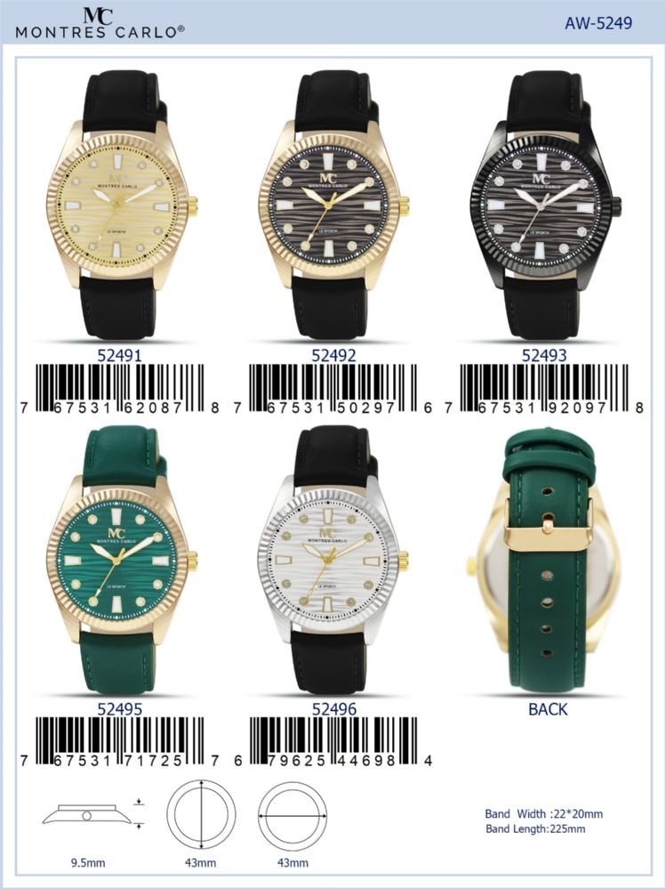 12 Pieces of Men's Watch - 52492 assorted colors