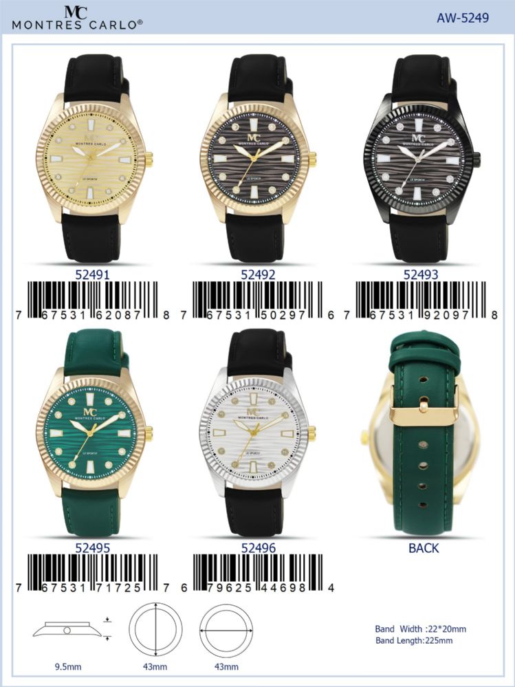 12 Pieces of Men's Watch - 52493 assorted colors