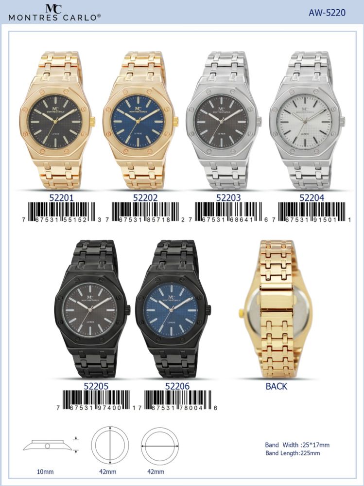 12 Pieces of Men's Watch - 52201 assorted colors