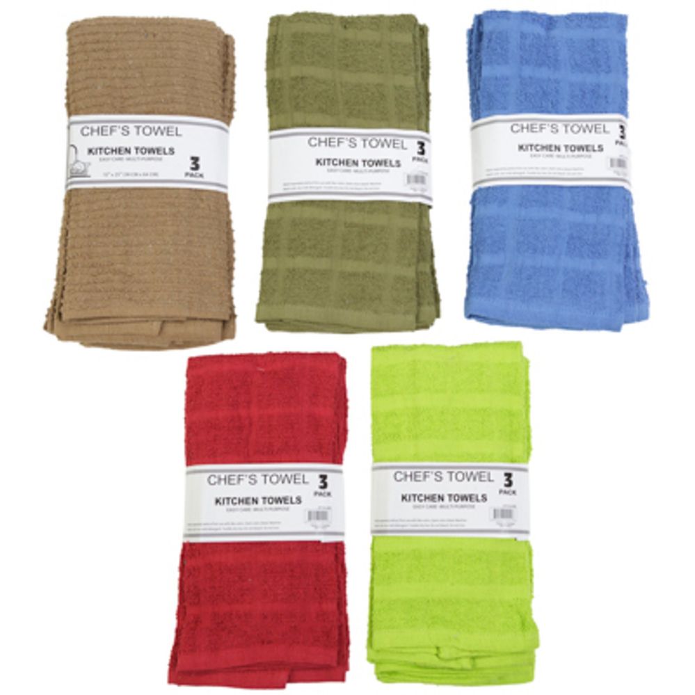 Wholesale Assorted Color Bar Mop Towels - 3 Pack
