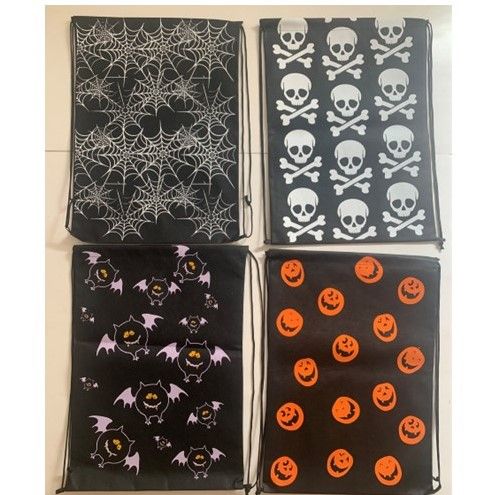 36 pieces of Drawstring Halloween Bag Jumbo Backpack Style 16x23in 4ast Folded W/headercard