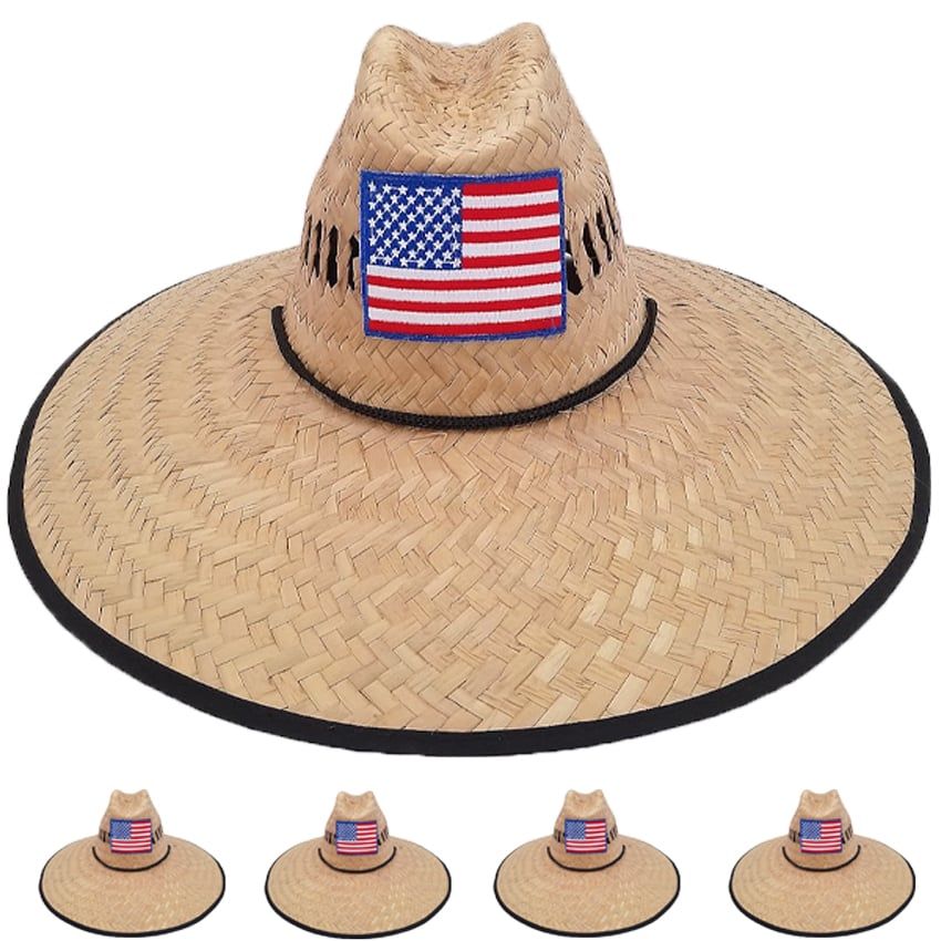 12 Wholesale Men's Sun Hat - USA Embroidered - at