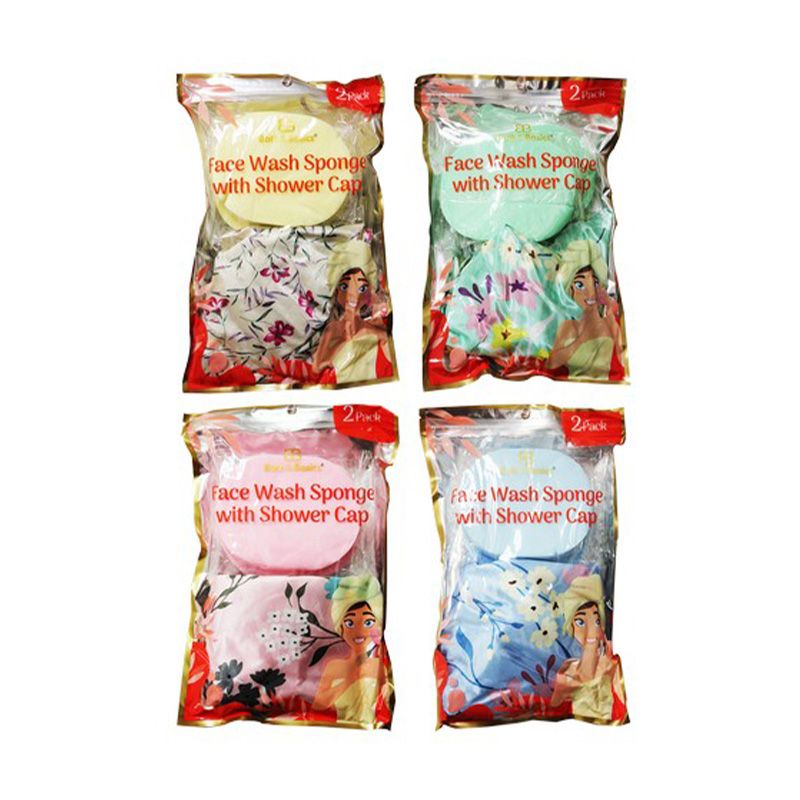 24 pieces of 2pcs Face Wash Sponge W/shower Cap