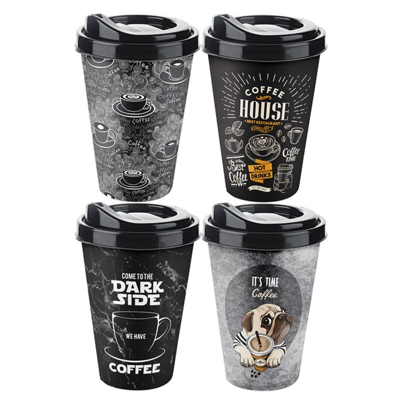 24 pieces of 13oz/400ml Plastic Coffee Cup W/lid